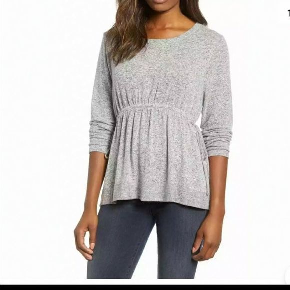 Caslon Sweaters - Caslon Heather Gray Tie Waist‎ Sweater